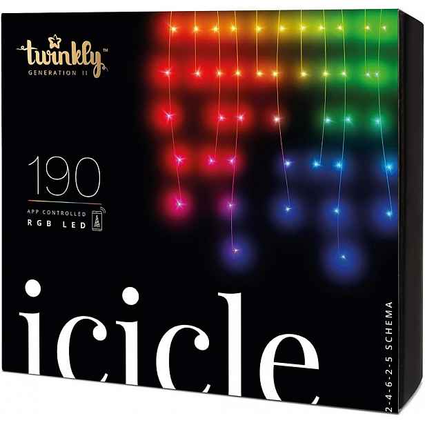Twinkly Icicle 190 Led Rgb Lampičky smart Závěs Řetěz Venkovní rampouchy 5 m