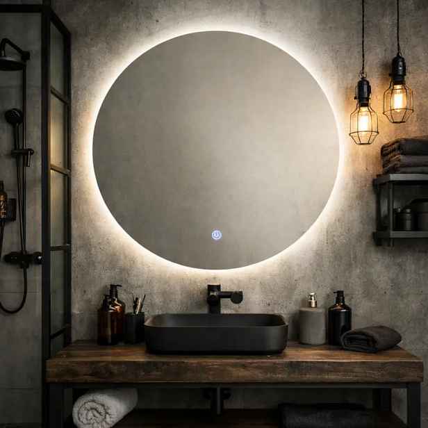 Zrcadlo se záři led w fi80