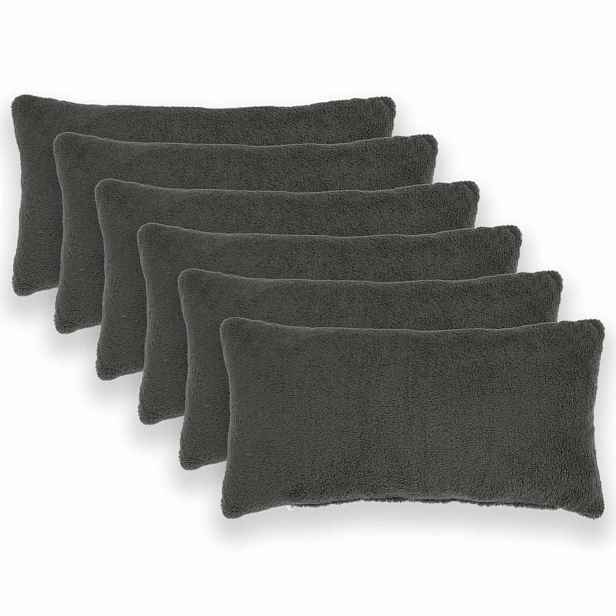 vidaXL Povlak na polštář 6 pcs HEERLEN Tmavě šedá 40 x 70 cm Bouclé