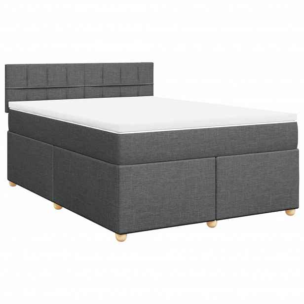 vidaXL Box spring postel s matrací tmavě šedá 140x200 cm textil