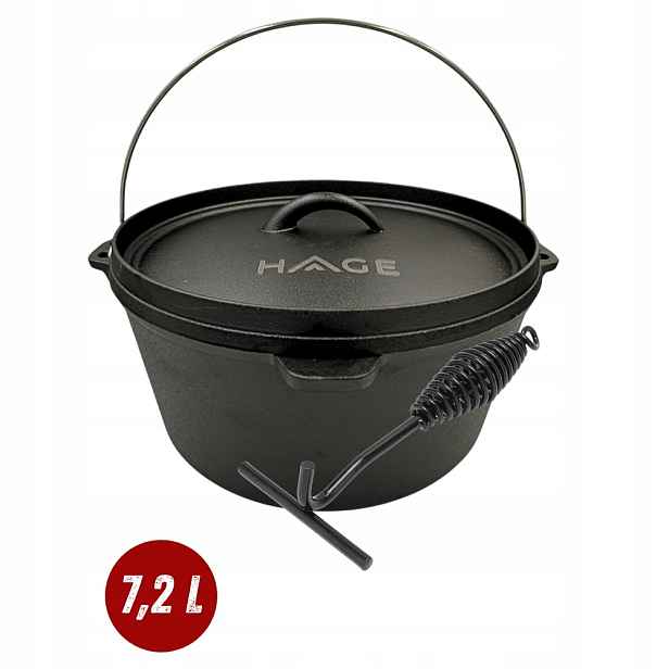 Litinový závěsný kotlík 7,2 L na trojnožku Ohniskový hrnec 9 kg