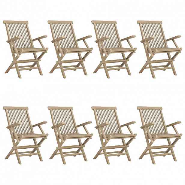 vidaXL Skládací židle 8 ks, šedé, 56x61x89 cm, masivní teak