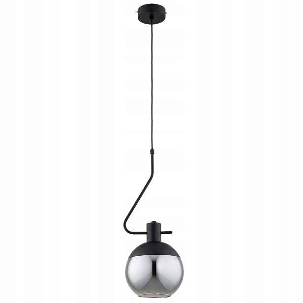 Závěsná lampa černá skleněná kouřová kulička 1xE27 15W Enigma Alfa
