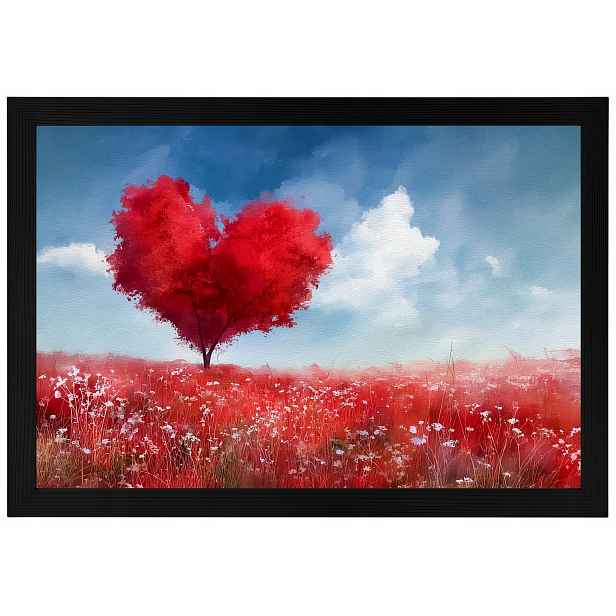 Plakát Rámeček Dřevo Červené Srdce Dřevo Láska Romantismus 60x40