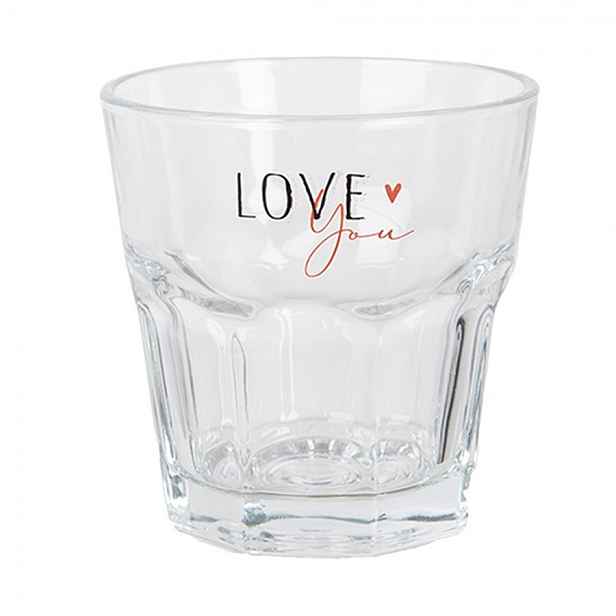 Sklenička se srdíčkem Love you Heart & Smile - Ø 8*8 cm / 200 ml Clayre & Eef