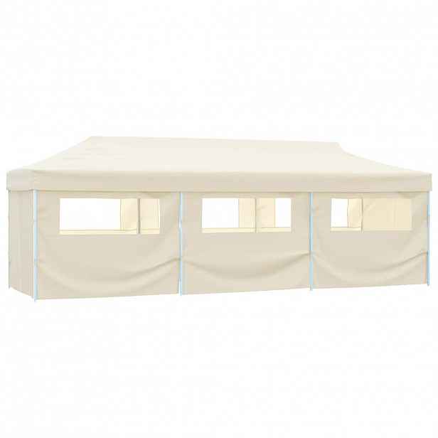 vidaXL Skládací nůžkový party stan s 8 bočními stěnami 870x291x315 cm krémový