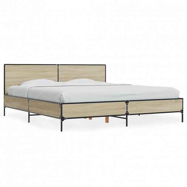vidaXL Rám postele dub sonoma 180 x 200 cm kompozitní dřevo a kov