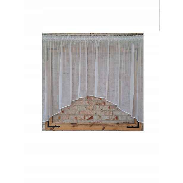Hotová záclona 400X120, oblouk, bílá markýza, lemovka, páska, obývací pokoj, kuchyň
