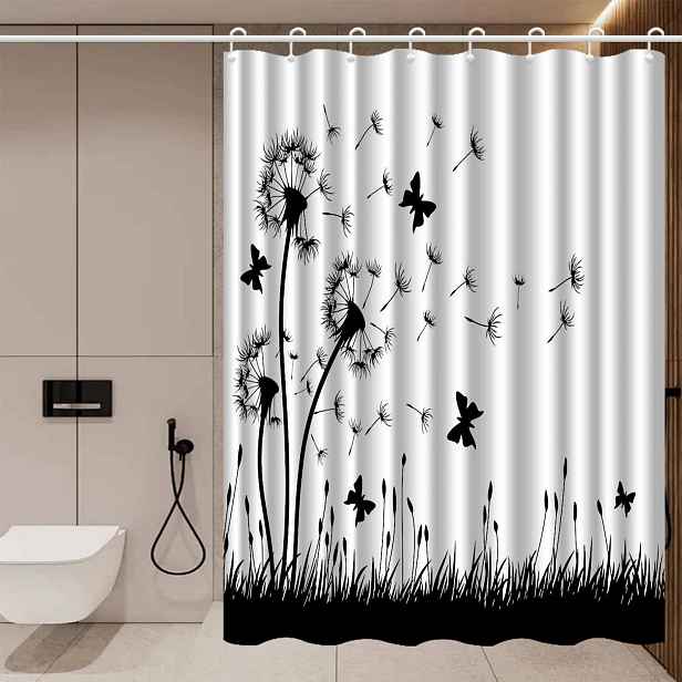 TEMU 1 ks Severský Moderní Minimalistický Závěs do Sprchy s Pampelišky, Elegantní Závěs do Koupelny Prémiové Kvality, pro Dekoraci Koupelny