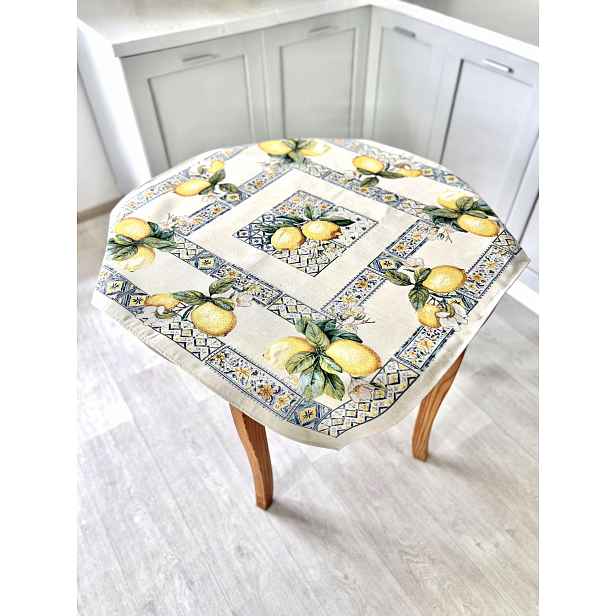 Ubrus 97 x 100 cm Ischia citrony skandinávský modrý na stůl zahrada dům