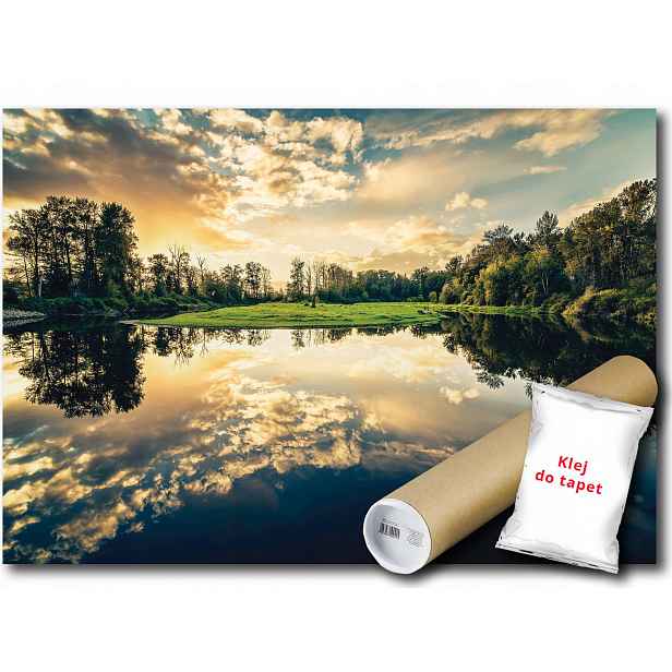 Vinylová Fototapeta Jezero Voda Nebe Mraky Odraz Krajina Pohled 152x104