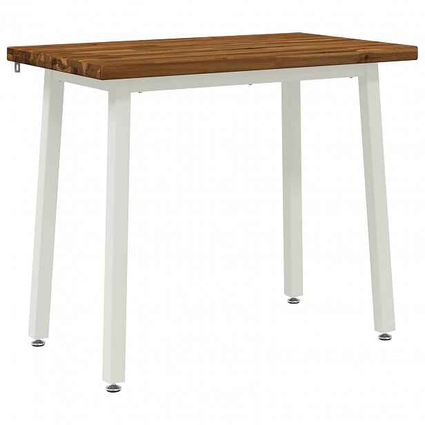 vidaXL 90 x 55 x 75 cm Masivní akátové dřevo Přírodní a bílá