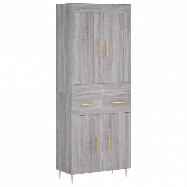 vidaXL Skříň highboard šedá sonoma 69,5 x 34 x 180 cm kompozitní dřevo