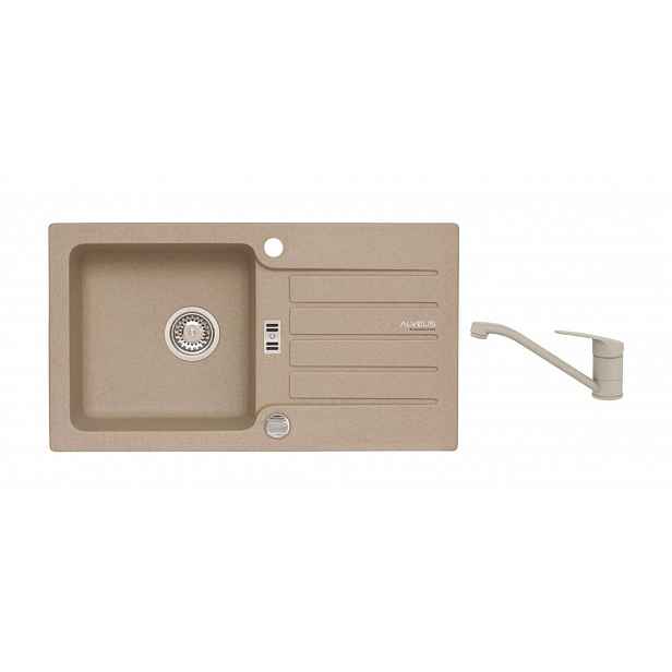 Alveus - Set dřezu Niagara 30 a baterie Clara, s ovládáním odpadu, beige SETA25914