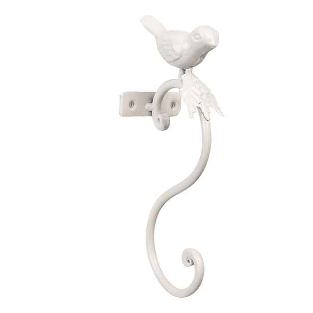 Bílý kovový háček s ptáčkem - 4*7*19 cm Clayre & Eef