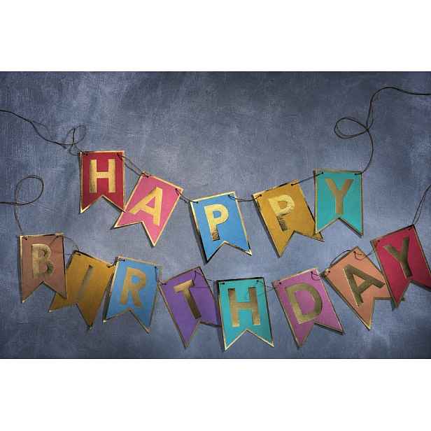 Butlers BANNER DAY Girlanda "Happy Birthday" - zlatá