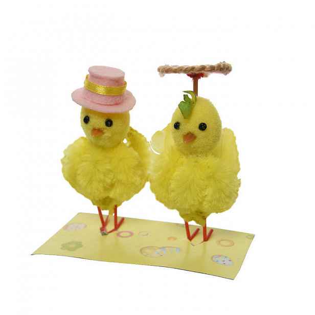 Kuře s kloboukem nebo slunečníkem 2ks žluté