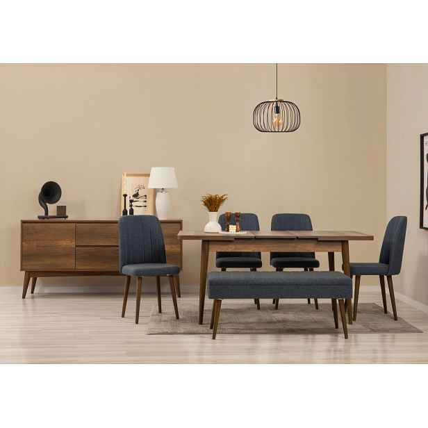 Set s rozkládacím stolem, židlemi a konzolou (7 kusů) Vina 03 1048 - Walnut, Dark Blue