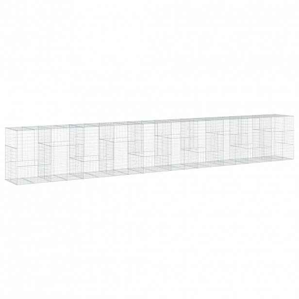 vidaXL Gabionový koš s víkem 1 000 x 100 x 150 cm pozinkované železo
