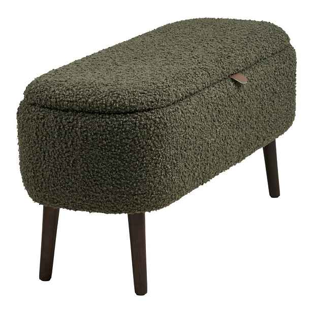Zelená lavice z textilie bouclé Harlow – House Nordic