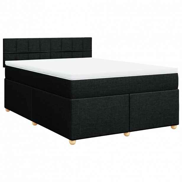 vidaXL Box spring postel s matrací černá 140x200 cm textil