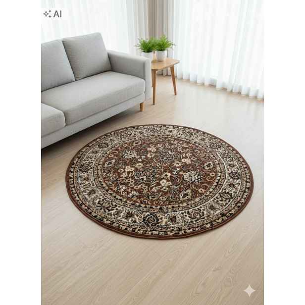 Koberec kulatý do obývacího pokoje 160 cm, vícebarevný, měkké štětiny, plyšový