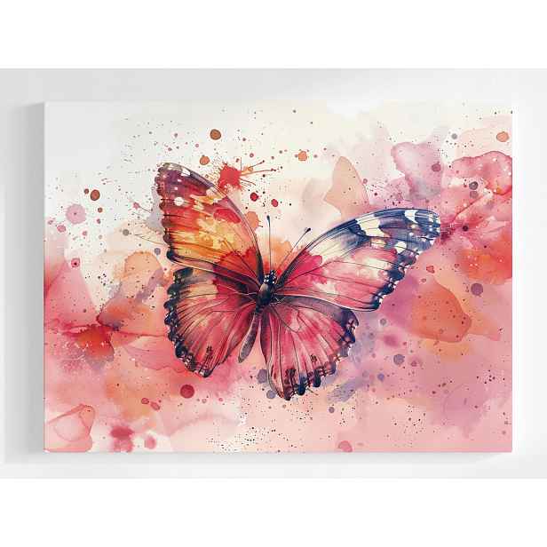Obraz Na Plátně Canvas Akvarel Malířství Barva Hmyz Červený Motýl 80x60