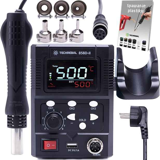 Pájecí stanice Hot Air Techrebal 858D-II 700W LCD Svařovací stroj na plast Smd