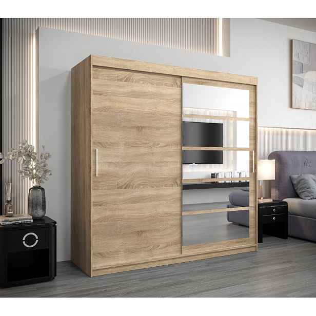 Šatní skříň DENISA - šířka 200 cm, dub sonoma