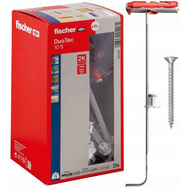 Upínací kolíky pro desky Gk s vrutem, sada Duotec 10S 25 Ks Fischer