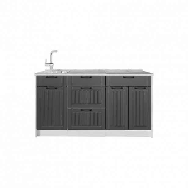 Vicco KUCHYŇSKÝ BLOK Fame-Line, Tmavě šedá/Bílá, 150 cm, PD Mramor