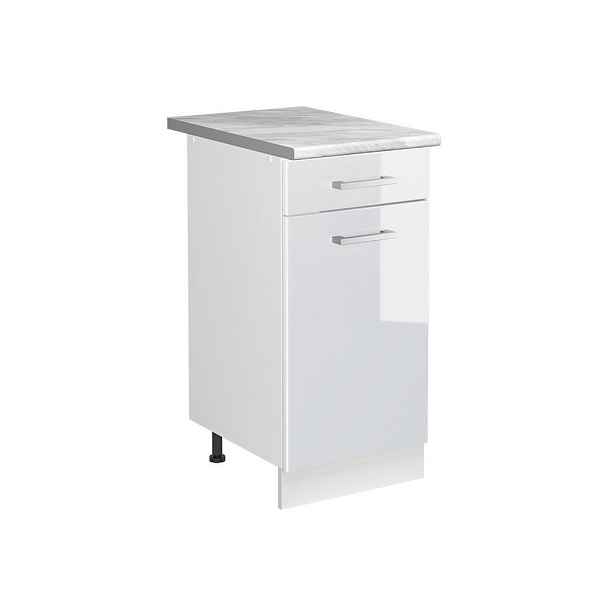 Vicco SKŘÍŇKA POD DŘEZ R-Line, Bílá vysoký lesk/Bílá, 40 cm pracovní deska Mramor