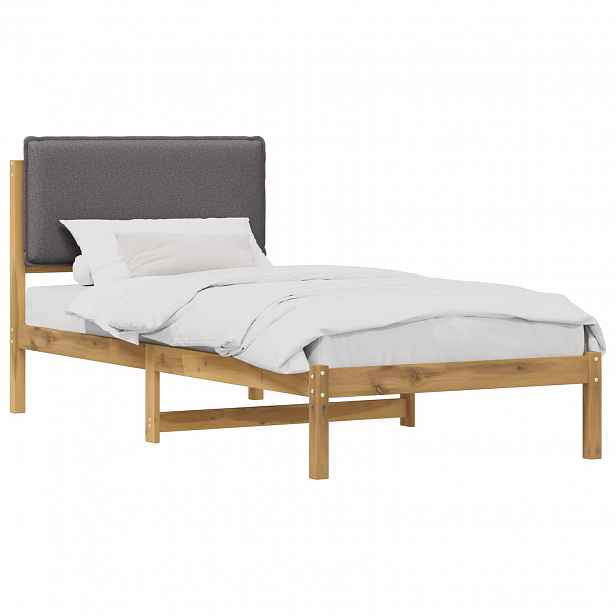 vidaXL Rám postele s čalouněným čelem Bělená a světle šedá 90 x 190 cm