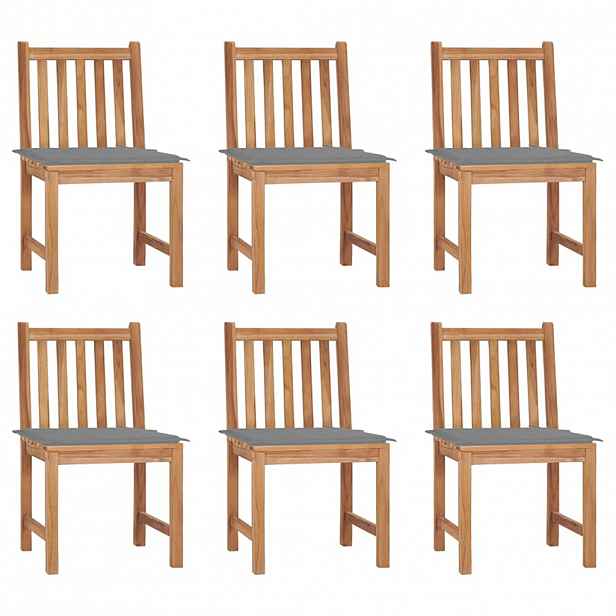 vidaXL Zahradní židle 6 ks s poduškami masivní teak