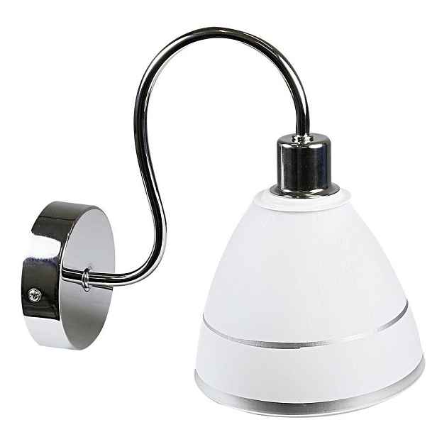 Chromová nástěnná lampa, bílé stínidlo s pruhem, 40W E14 Elf