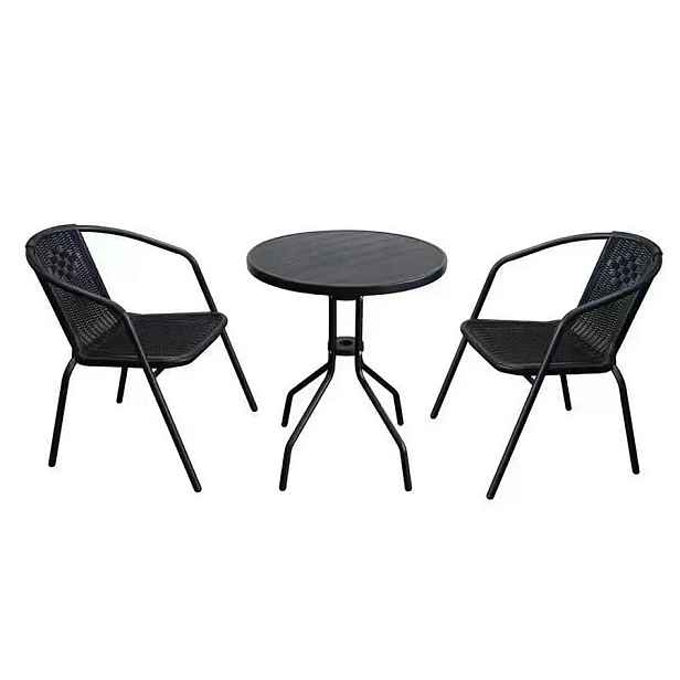 Set zahradního nábytku stůl + 2 židle, černá