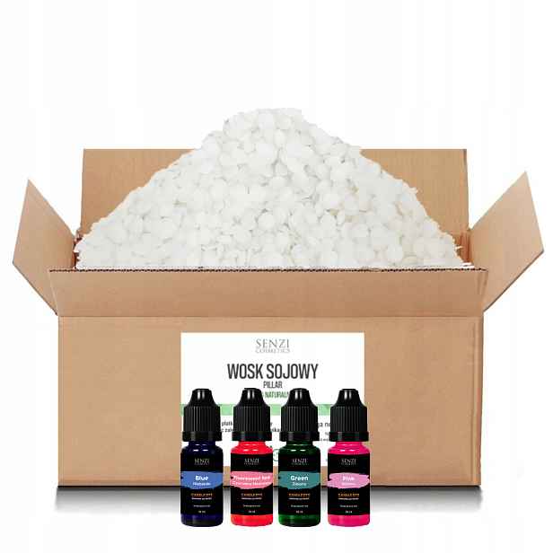 Vosk Pillar 5 kg Volně stojící svíčky barviva Sada 4 x 10 ml Bonus