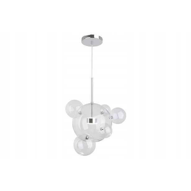 Závěsná Led lampa chromová dekorativní skleněná koule 30 cm 5 kuliček Reality