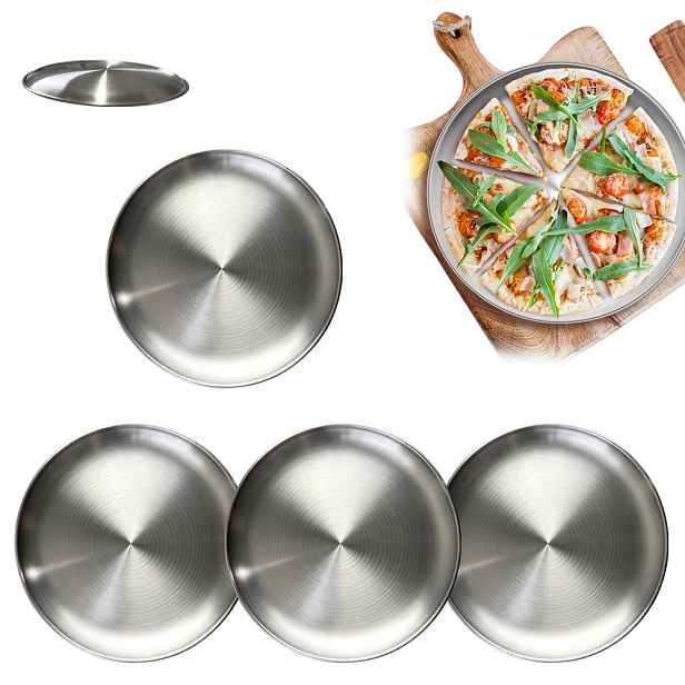 4X Forma Na Pizzu Kulatá Ocel Plech Na Pečení 30 CM Ovoce Koláčů