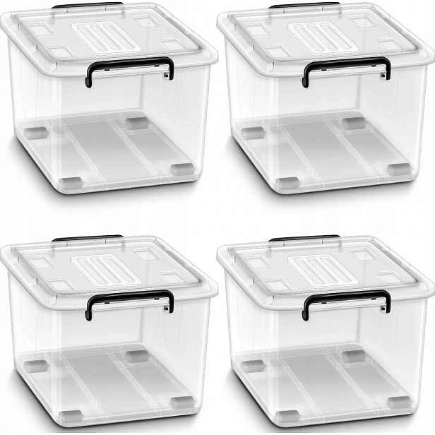 Krabice Kontejnery Organizéry pro skladování s víkem 13L Set 4 ks