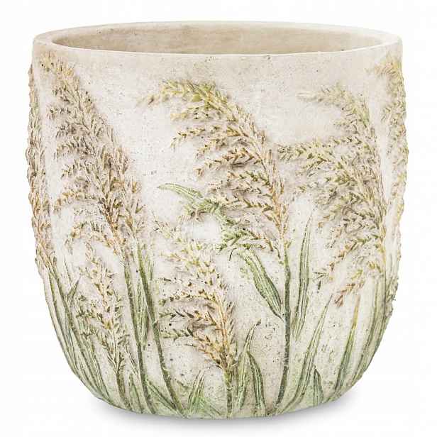 Květináč Šedý Béžový Zelený 25x25 cm Polní Květiny Obal Na Květináč