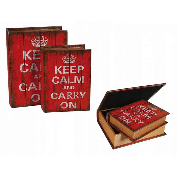 Sada 2 Krabičky Knihy Retro Úložný prostor Kontejner Keep Calm
