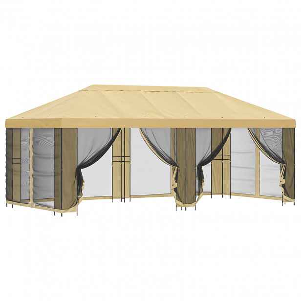vidaXL Zahradní altán se stěnami 6 x 3 m Krémová Polyester a ocel