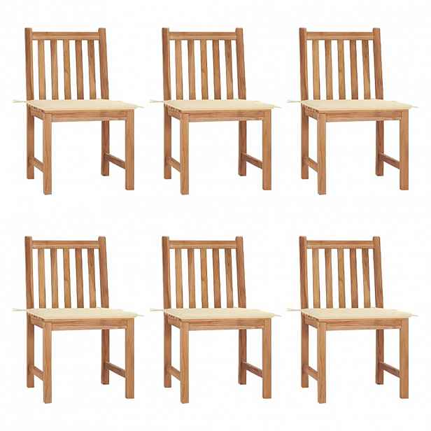 vidaXL Zahradní židle s poduškami 6 ks masivní teak