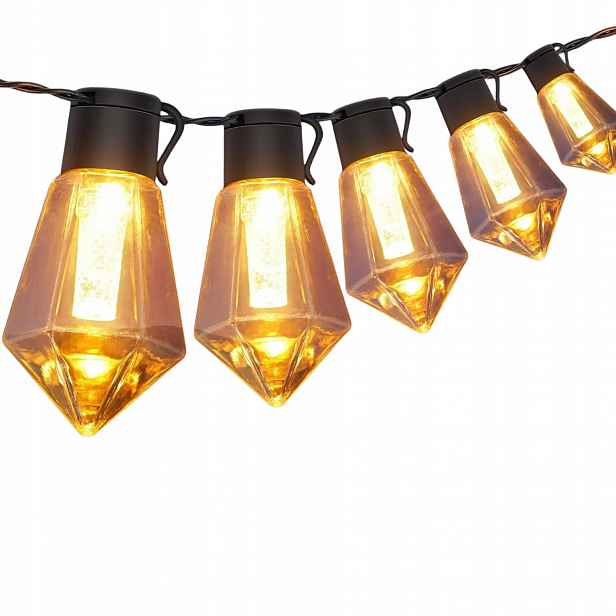 Zahradní Led lampy Girlanda IP64 ovladač časovač 12 lamp teplá bílá 9 m