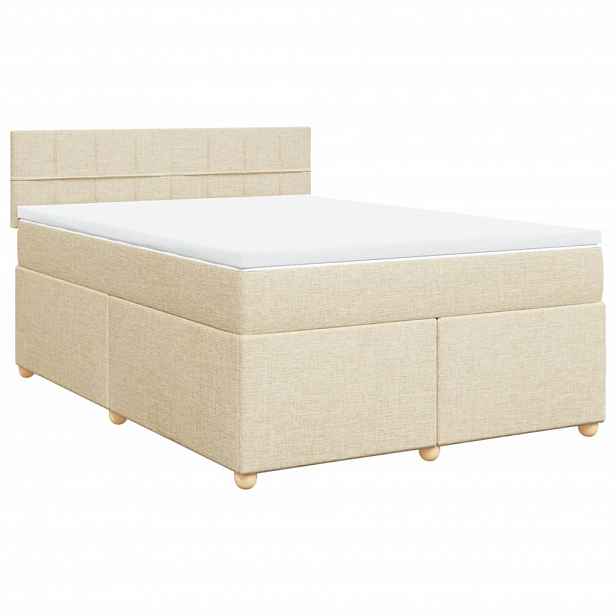 vidaXL Box spring postel s matrací krémová 140x200 cm textil