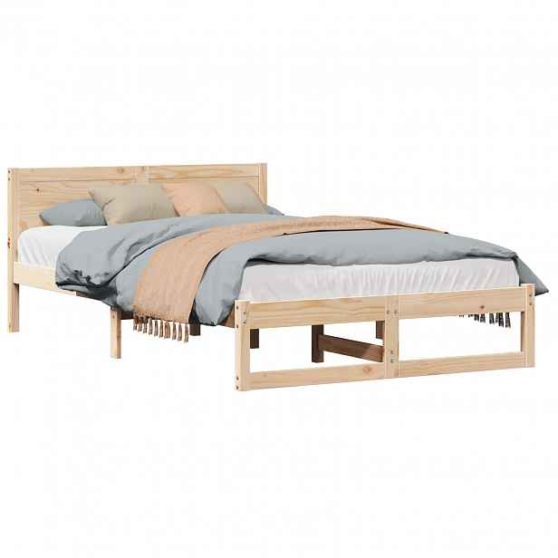vidaXL Rám postele s čelo Přírodní 140 x 190 cm Masivní borové dřevo