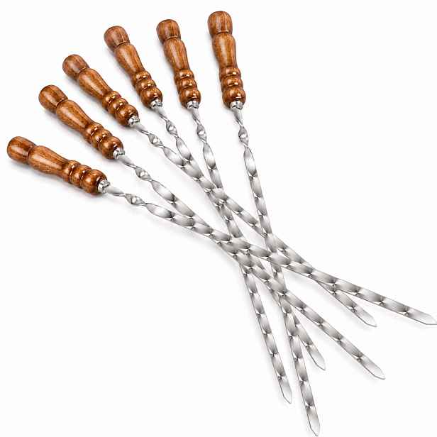 6 X Špízy Na Špízy Grilovací Jehly Nerezové 600/12/3 MM Leštěné