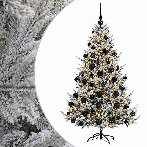 vidaXL Umělý vánoční stromek s vánočními koulemi 210 cm 300 LED