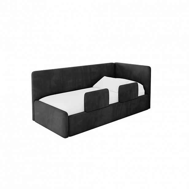 ALTDECOR JEDNOLŮŽKOVÁ POSTEL pro mládež s úložným prostorem, vlevo - NORY 90x200 černá